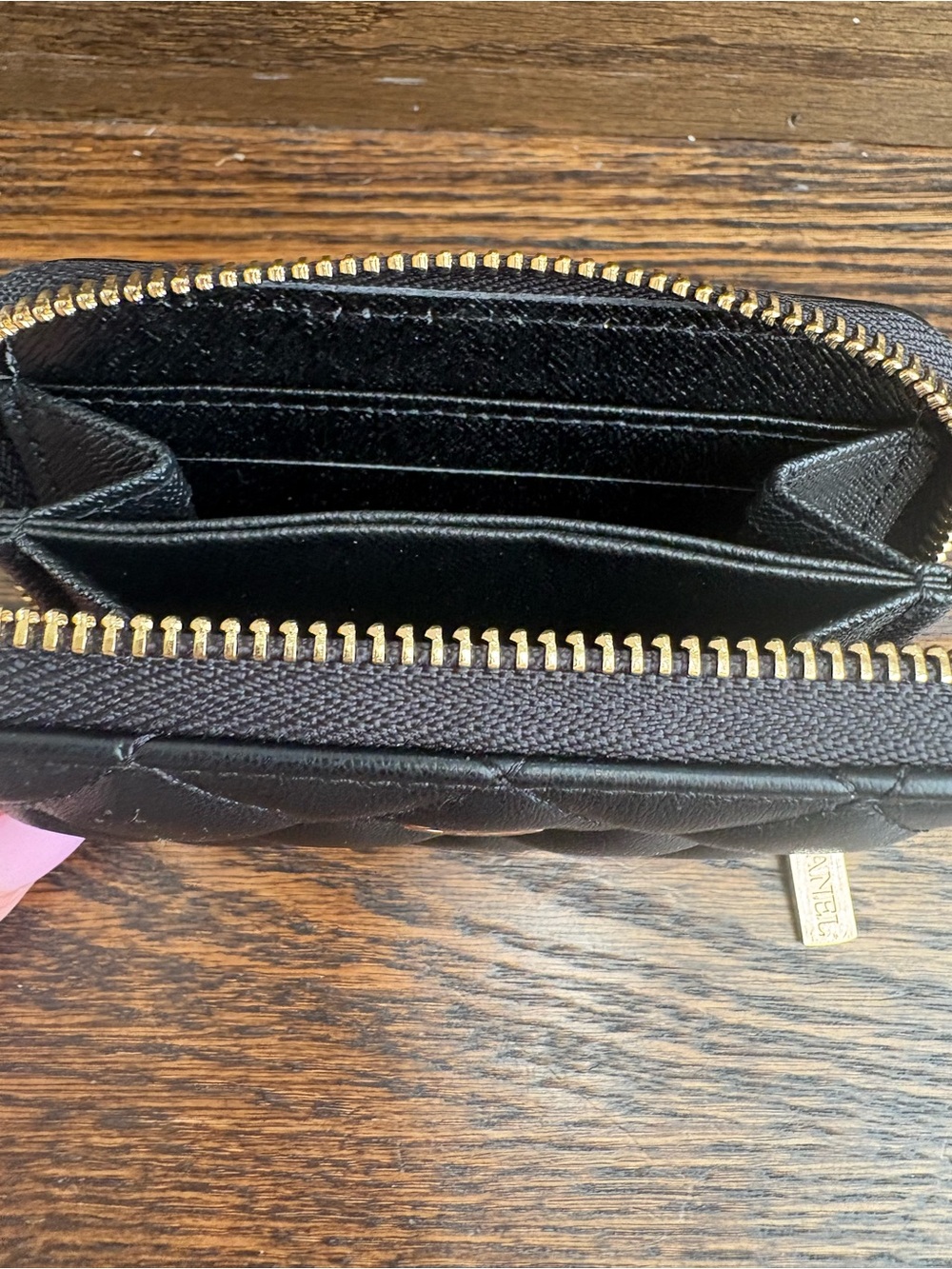 Designer Inspired New  Black Quilted Leather Zip Card Case Wallet - Picture 8 of 10